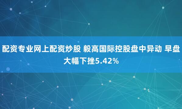 配资专业网上配资炒股 毅高国际控股盘中异动 早盘大幅下挫5.42%